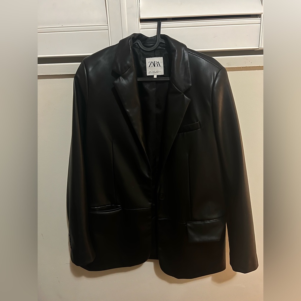 Zara Oversized Leather Blazer